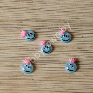 Кабошон Смайлик с короной 16мм (цв. голубой) 1 шт.