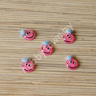 Кабошон Смайлик с короной 16мм (цв. розовый) 1 шт.