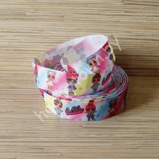 Лента репсовая 2,5 см Куколки (цв. 10) 1м