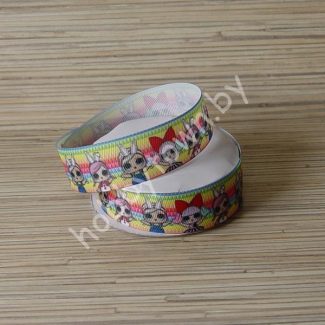 Лента репсовая 2,5 см Куколки (цв. 3) 1м