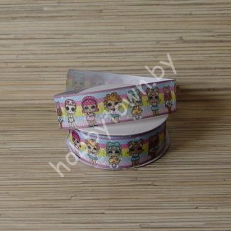 Лента репсовая 2,5 см Куколки (цв. 4) 1м