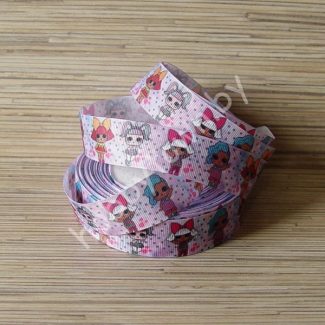 Лента репсовая 2,5 см Куколки (цв. 5) 1м