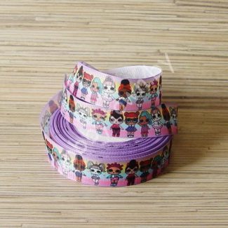 Лента репсовая 2,5 см Куколки (цв. 7) 1м