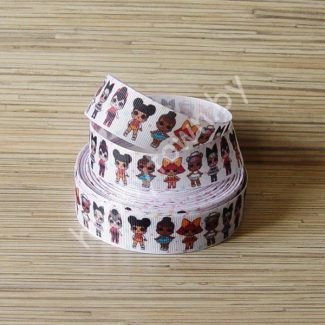 Лента репсовая 2,5 см Куколки (цв. 8) 1м