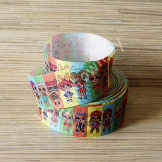 Лента репсовая 40 мм Куколки (цв. 1) 1м