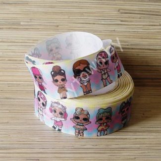 Лента репсовая 40 мм Куколки (цв. 4) 1м