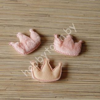 Патч меховой Корона 5,5x4,5 см (цв. персиковый) 1шт.