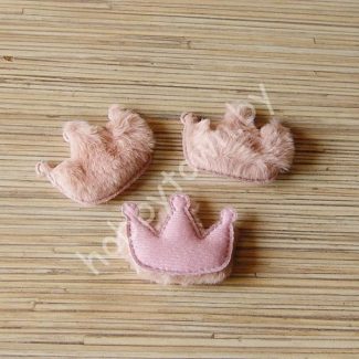 Патч меховой Корона 5,5x4,5 см (цв. пыльная роза) 1шт.