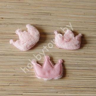 Патч меховой Корона 5,5x4,5 см (цв. св-розовый) 1шт.