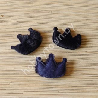 Патч меховой Корона 5,5x4,5 см (цв. тёмно-синий) 1шт.