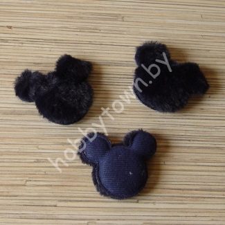 Патч меховой Микки 6x5 см (цв. тёмно-синий) 1шт.