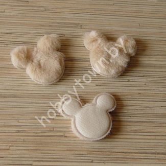Патч меховой Микки 6x5 см (цв.бежевый) 1шт.