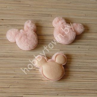 Патч меховой Микки 6x5 см (цв.персиковый) 1шт.