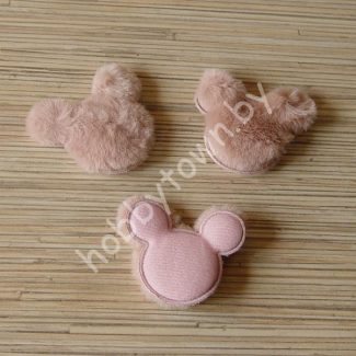 Патч меховой Микки 6x5 см (цв.пыльная роза) 1шт.