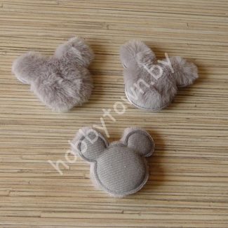 Патч меховой Микки 6x5 см (цв.серый) 1шт.