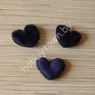 Патч меховой Сердечко 5x4 см (цв.т-синий) 1шт.