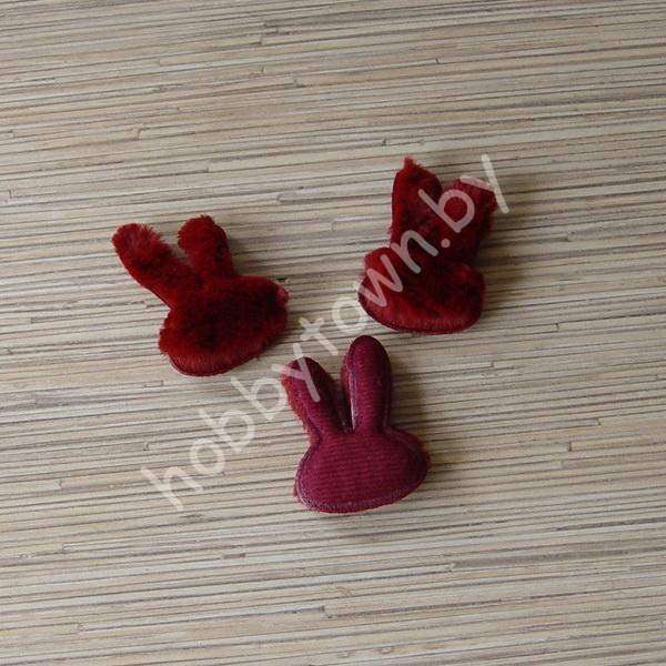 Патч меховой Зайка 4,2x6,0 см (цв. бордовый) 1шт.