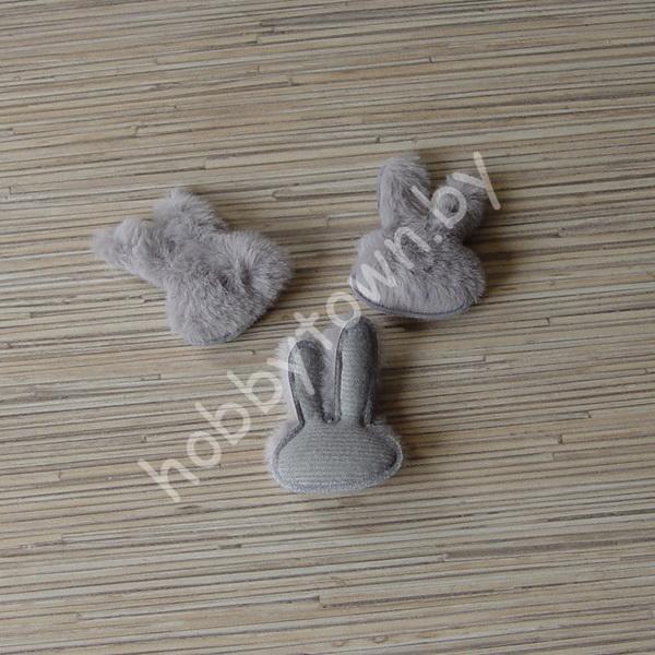 Патч меховой Зайка 4,2x6,0 см (цв. серый) 1шт.