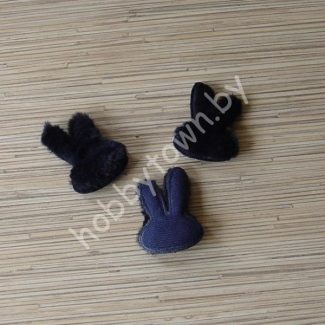 Патч меховой Зайка 4,2x6,0 см (цв. тёмно-синий) 1шт.