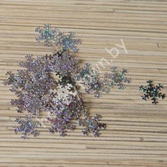 Пайетки фигурные Снежинки 18 мм (цв. серебро) 5гр.