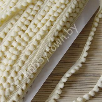 Тесьма с мини-помпонами, шир.10 мм помпон 5 мм (цв.кремовый) 1 м