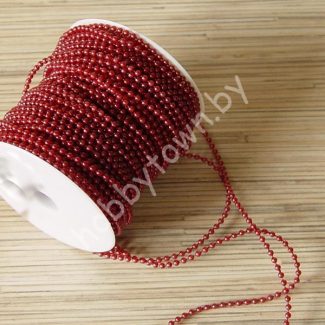 Бусины 3 мм на нитке под жемчуг (цв. бордовый) 1 метр