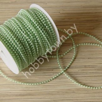 Бусины 3 мм на нитке под жемчуг (цв. салатовый) 1 метр