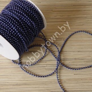 Бусины 3 мм на нитке под жемчуг (цв. т-синий) 1 метр