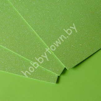 Фоамиран глиттерный 20x30 см 2 мм (цв. салатовый) 1 шт.