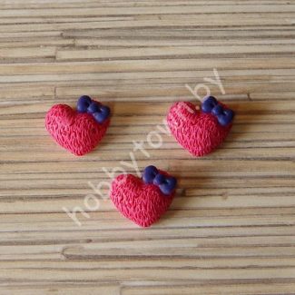 Кабошон Сердечко 20 мм (цв. малиновый) 1шт.