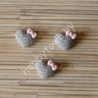 Кабошон Сердечко 20 мм (цв. серый) 1шт.