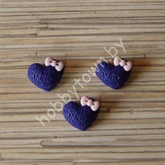 Кабошон Сердечко 20 мм (цв. т-синий) 1шт.