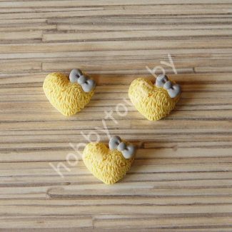 Кабошон Сердечко 20 мм (цв. жёлтый) 1шт.