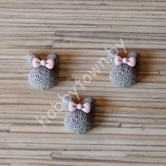 Кабошон Зайка 20 мм (цв. серый) 1шт.