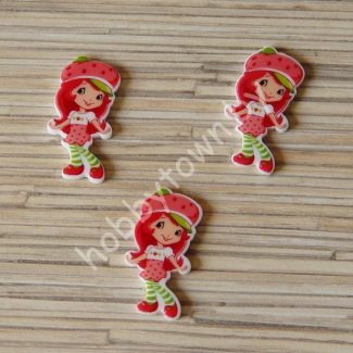 Кабошон акриловый Девочка-Клубничка 37x18 мм 1шт.