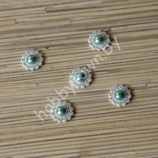 Кабошон-серединка со стразами 16 мм (цв. бирюзовый) 1шт.