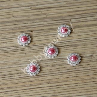 Кабошон-серединка со стразами 16 мм (цв. фуксия) 1шт.