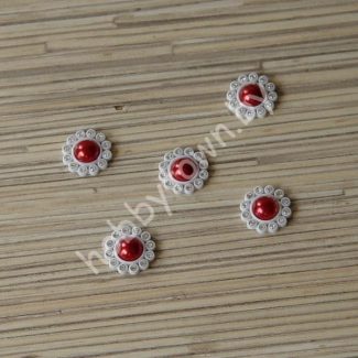 Кабошон-серединка со стразами 16 мм (цв. красный) 1шт.