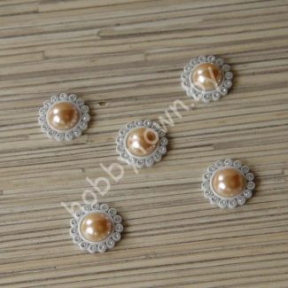 Кабошон-серединка со стразами 20 мм (цв. персиковый) 1шт.