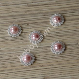 Кабошон-серединка со стразами 20 мм (цв. розовый) 1шт.