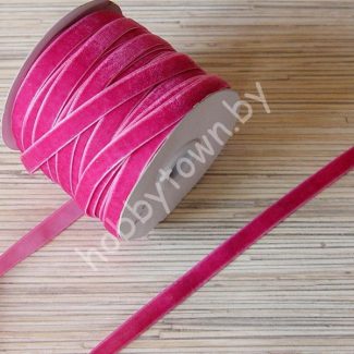 Лента бархатная 1 см (цв.фуксия) 1 метр