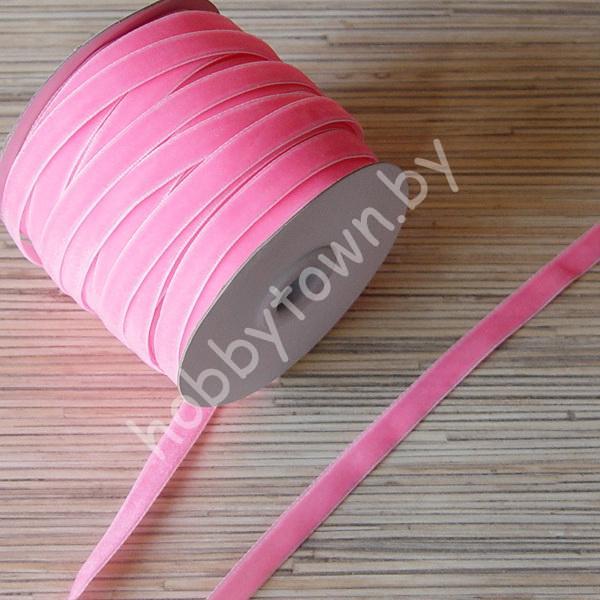 Лента бархатная 1 см (цв.розовый) 1 метр
