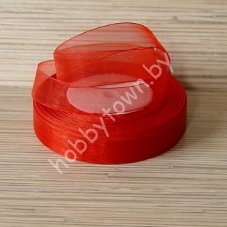 Лента органза 20мм (цв. красный) 1 метр