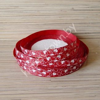 Лента репсовая 10 мм Сердца (цв. бордовый с белым ) 1м