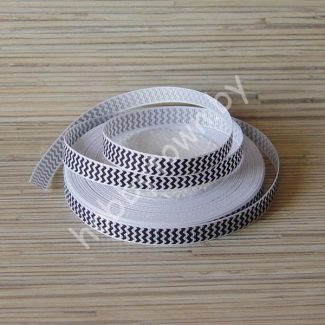 Лента репсовая 10 мм Зигзаги (цв. белый с чёрным) 1м