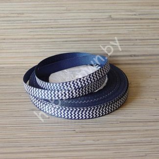 Лента репсовая 10 мм Зигзаги (цв. т-синий с белым ) 1м