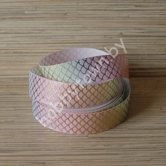 Лента репсовая 25 мм Чешуя (цв. градиент с золотом) 1м