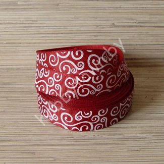 Лента репсовая 25 мм Вензеля (цв. бордовый) 1м