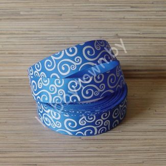 Лента репсовая 25 мм Вензеля (цв. синий) 1м