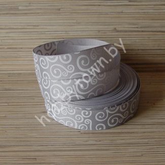 Лента репсовая 25 мм Вензеля (цв. св-серый) 1м